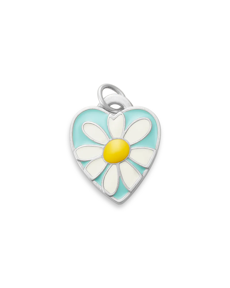 Enamel Daisy Heart Charm