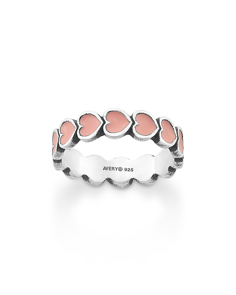 Enamel Pink Connected Hearts Ring