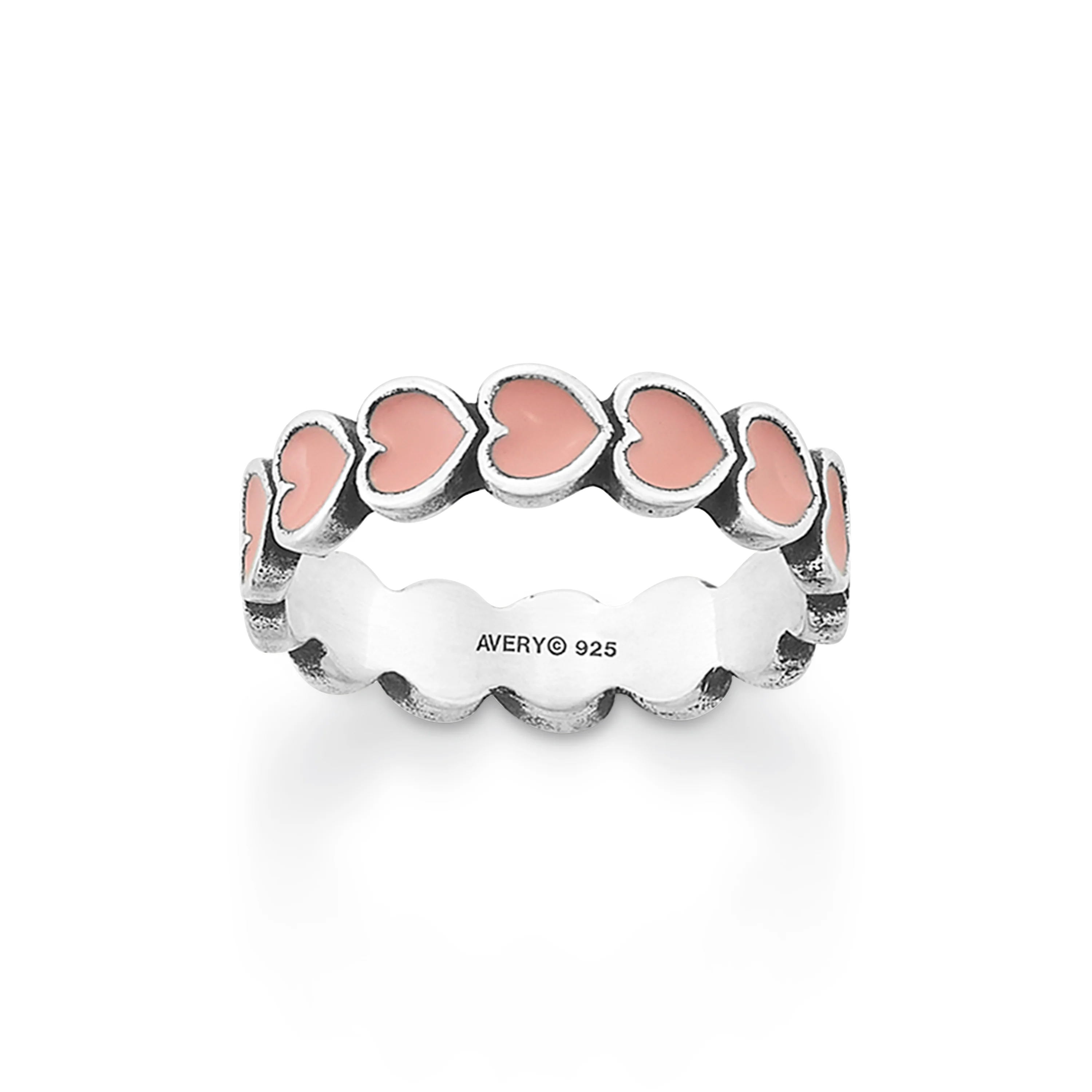Enamel Pink Connected Hearts Ring - Image 2