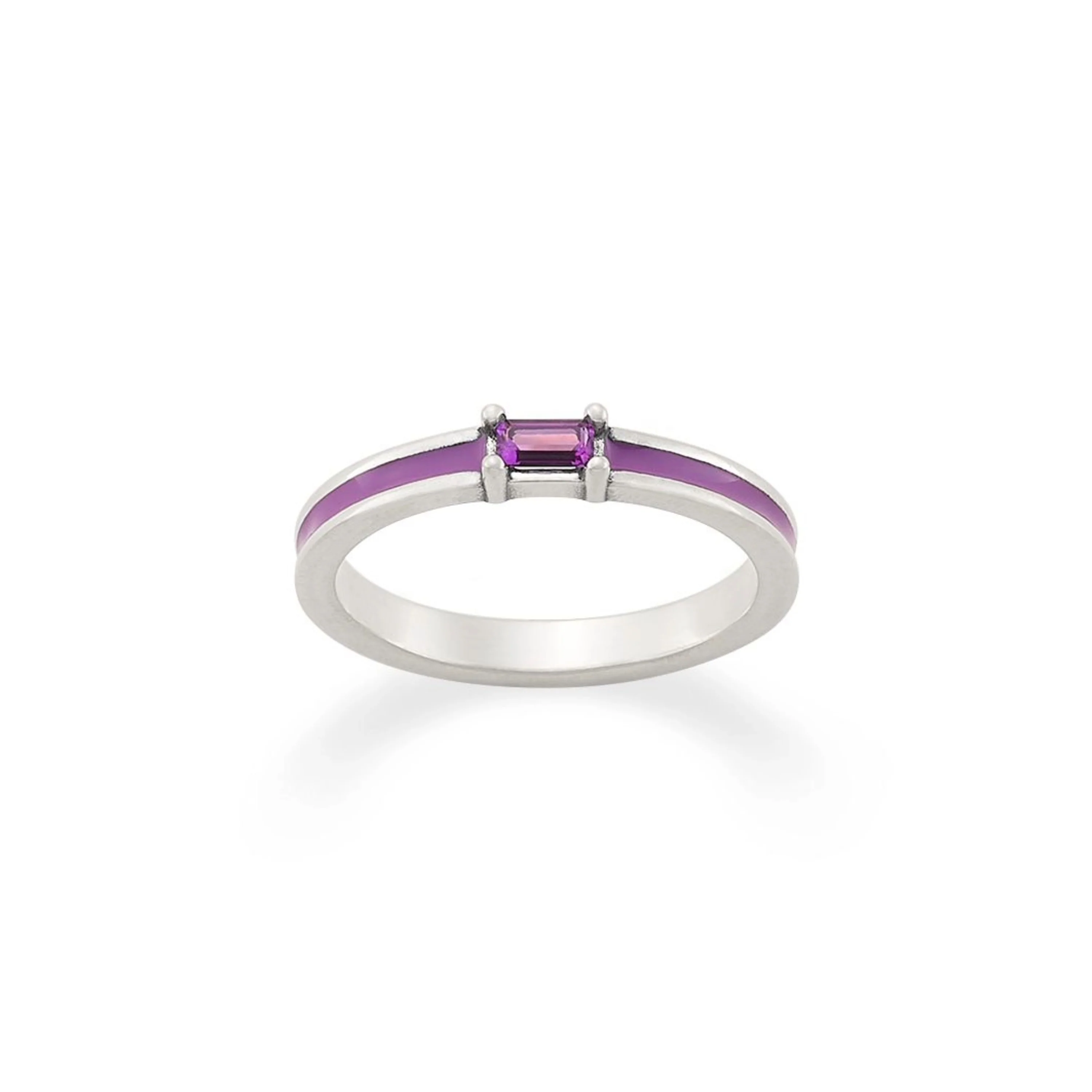 Enamel Purple Gemstone Stacker Ring - Image 2