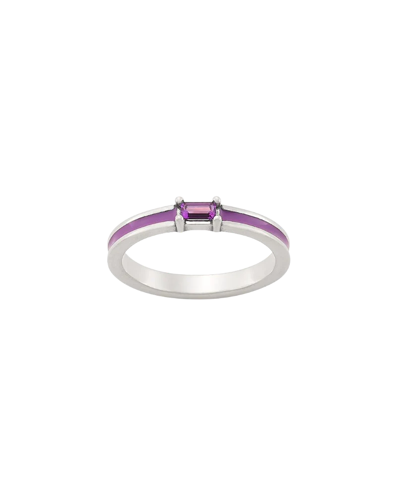 Enamel Purple Gemstone Stacker Ring - Image 3