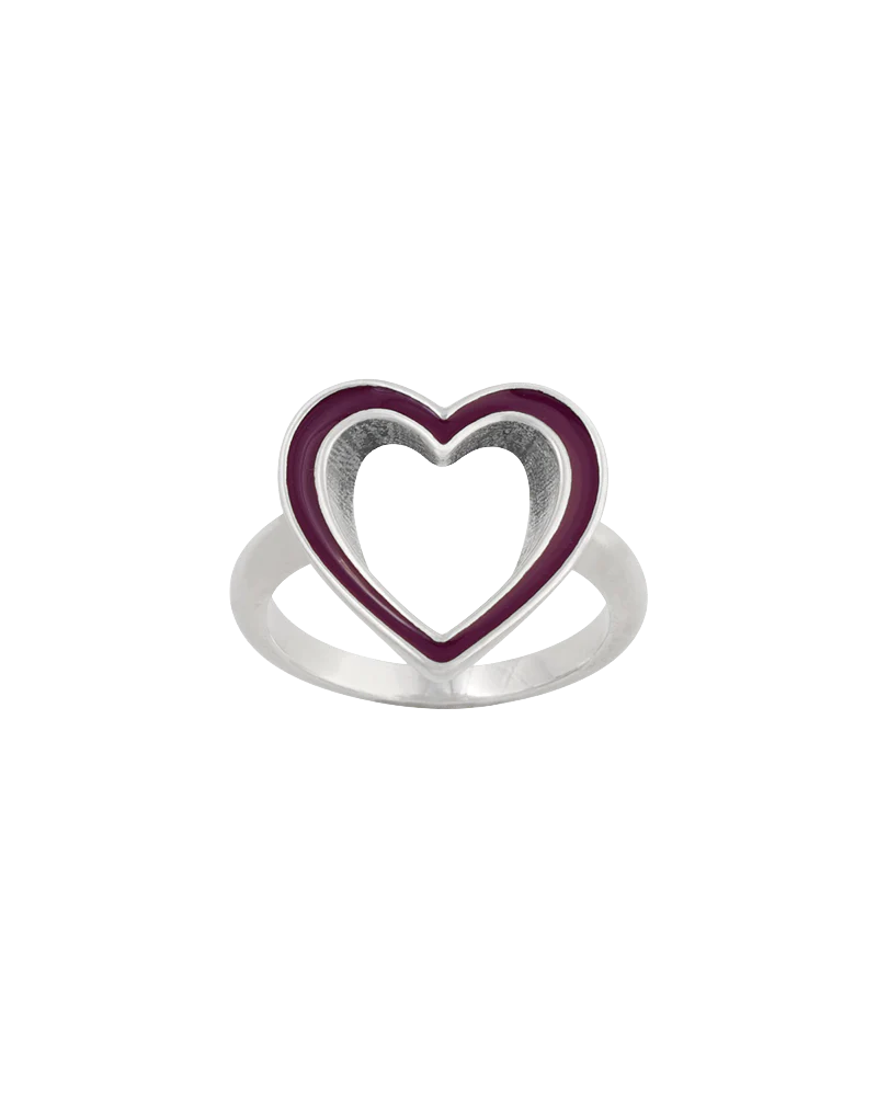 Enamel Purple Open Heart Ring