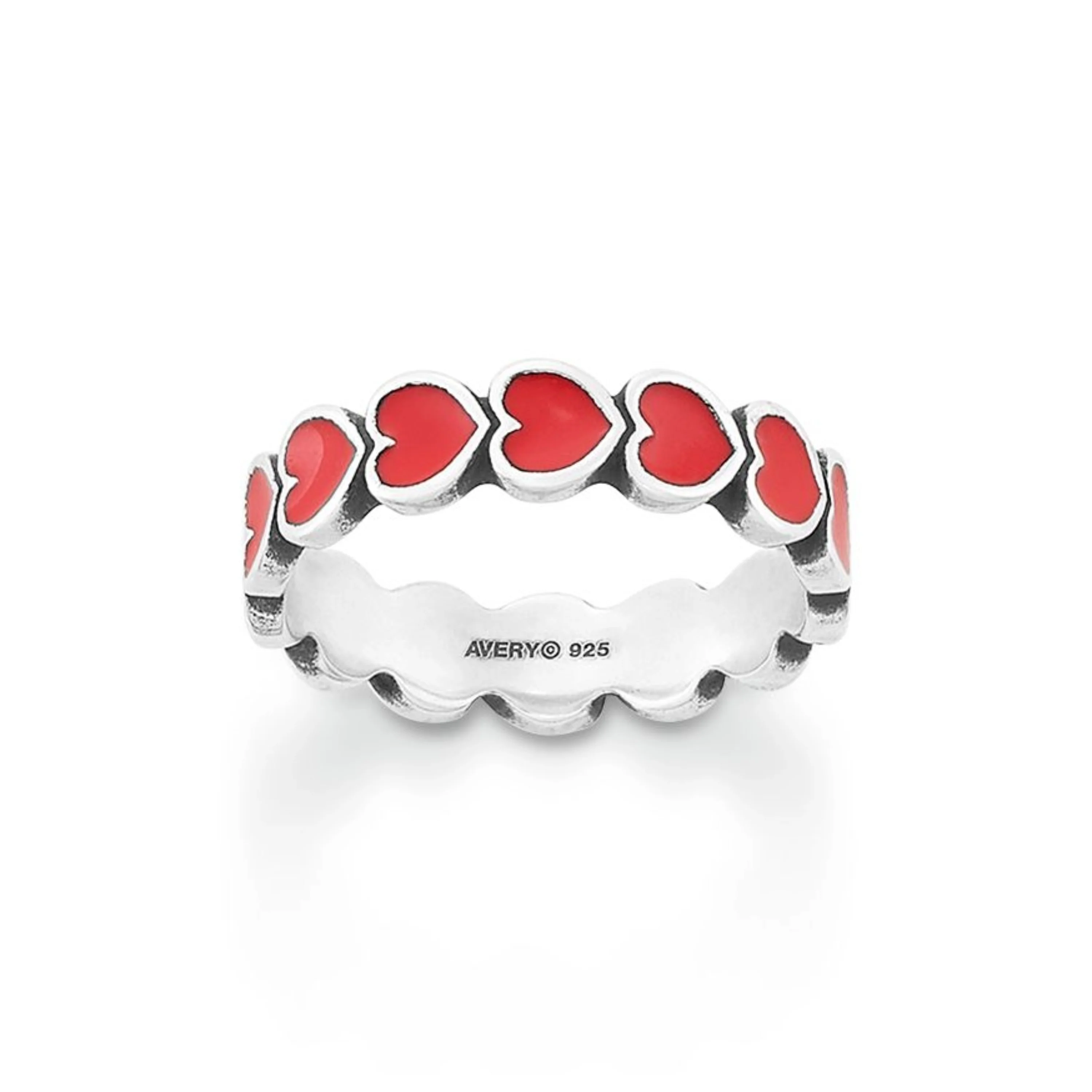 Enamel Red Connected Hearts Ring - Image 2