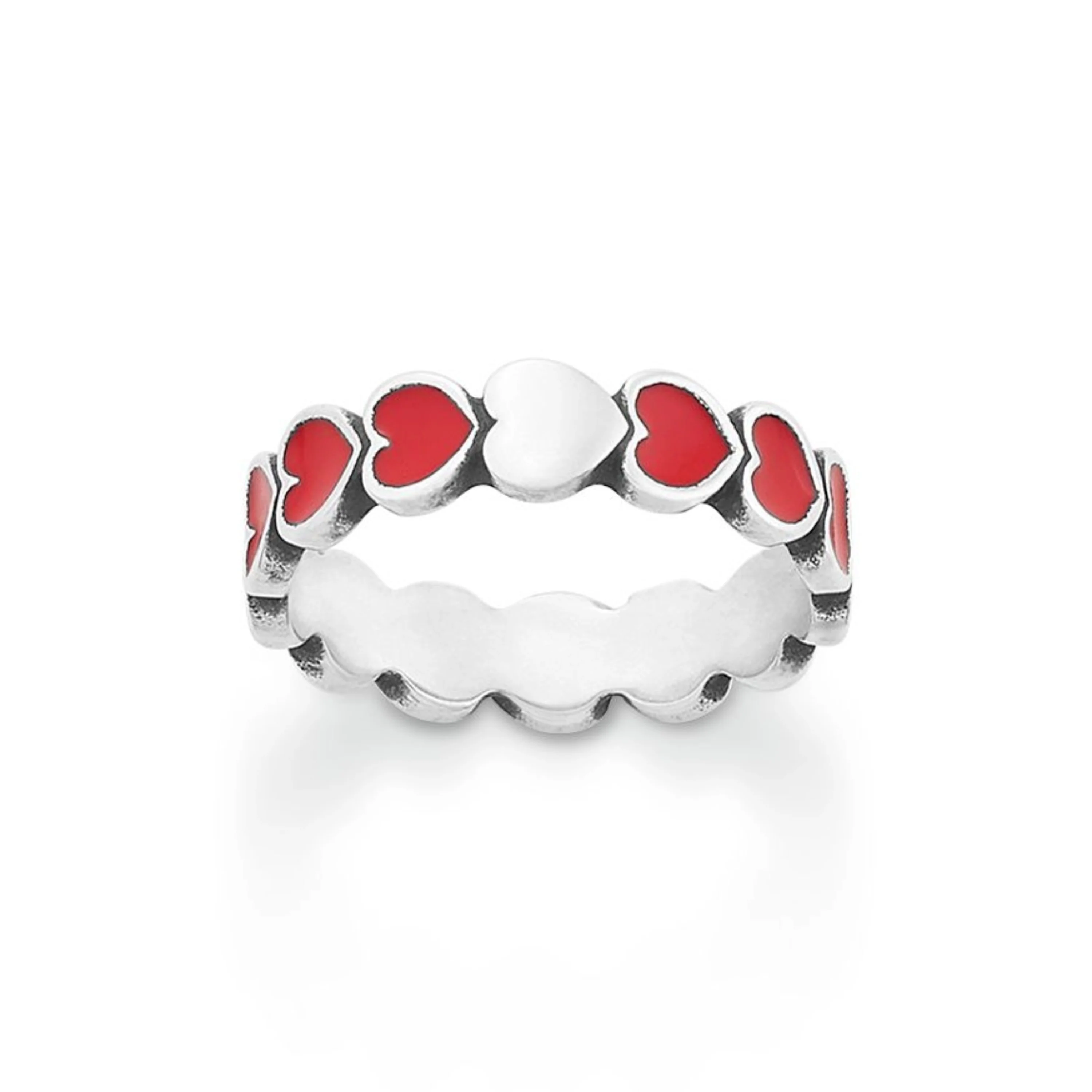 Enamel Red Connected Hearts Ring - Image 3