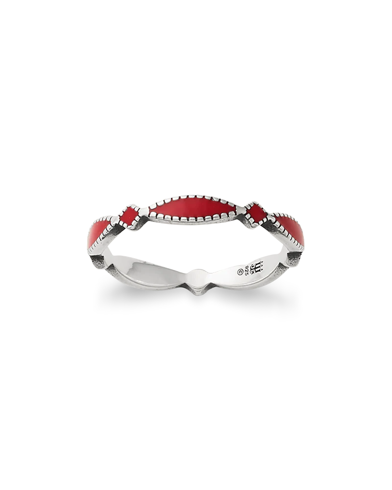 Enamel Red Cordoba Stacker Ring - Image 3