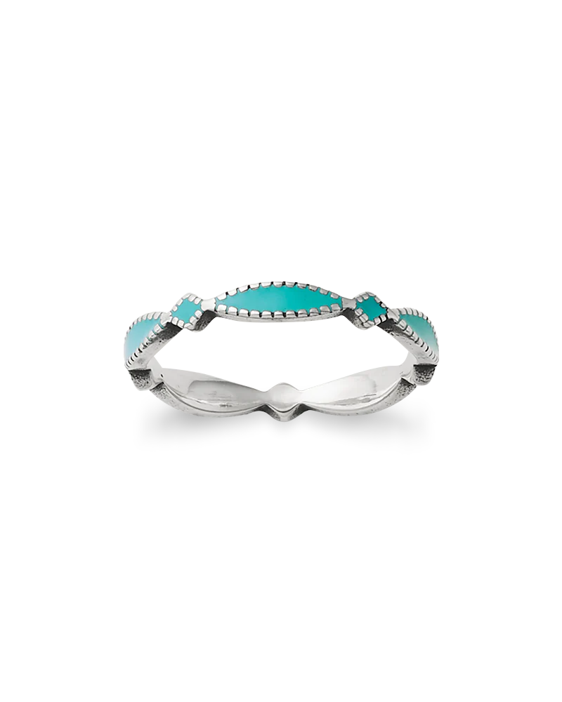 Enamel Teal Cordoba Stacker Ring