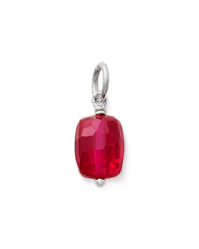 Faceted Lab-Created Ruby Gemstone Bead Pendant - Image 3