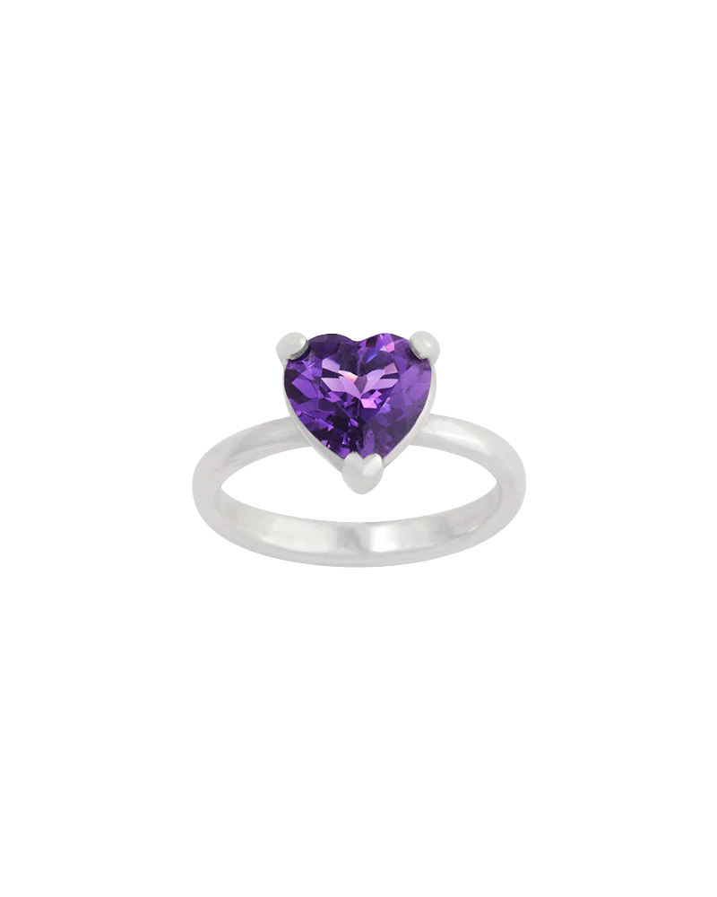 Heart Gemstone Ring with Amethyst - Image 3