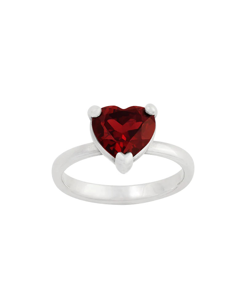 Heart Gemstone Ring with Garnet
