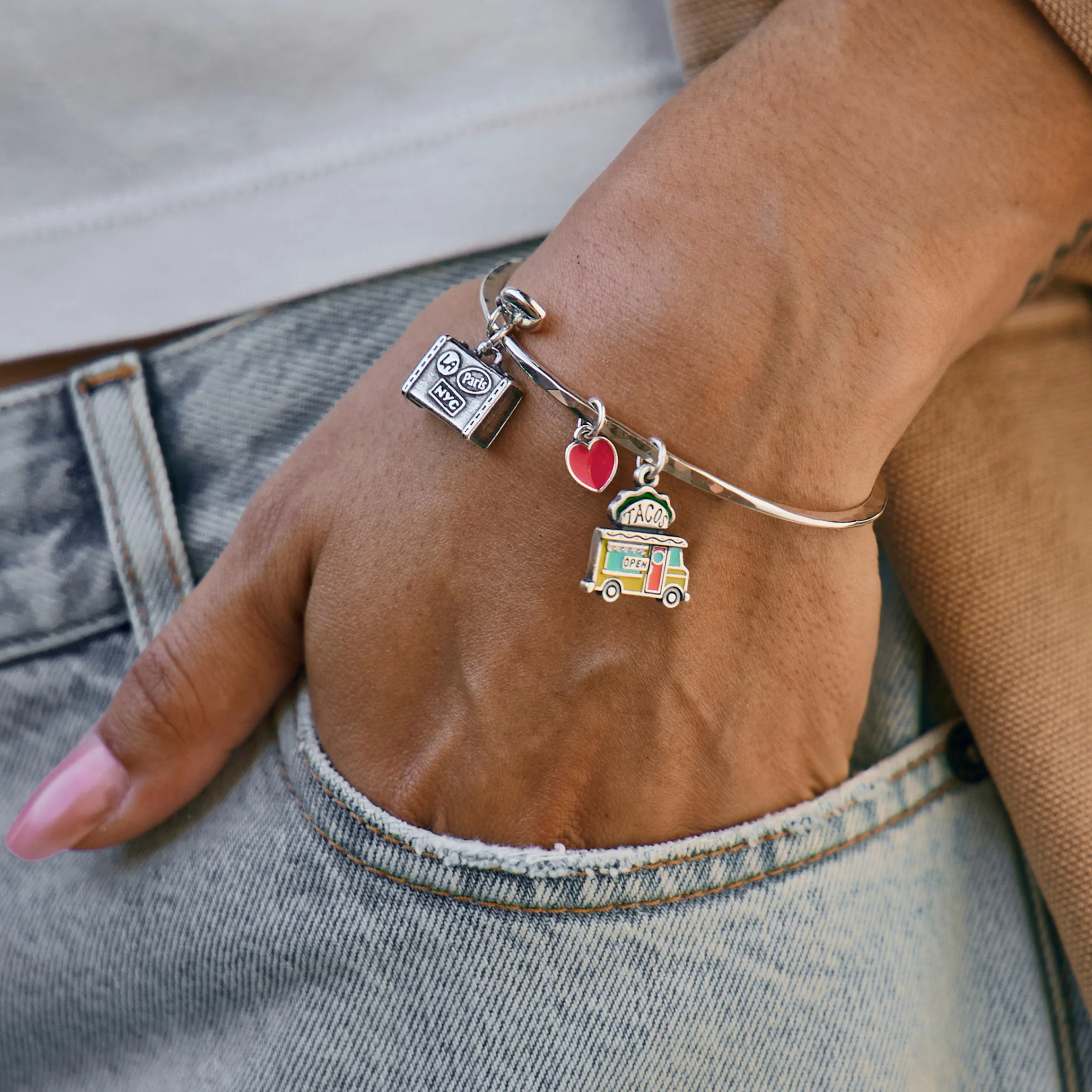 Enamel Red Connected Hearts Charm - Image 3